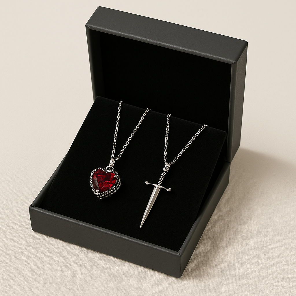 Heart & Sword Couple Necklace