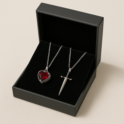 Heart & Sword Couple Necklace